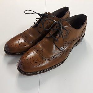 Joseph Abboud Owings Oxfords Mens 11 D Brown Leather Cap Toe Brogue Dress Shoes